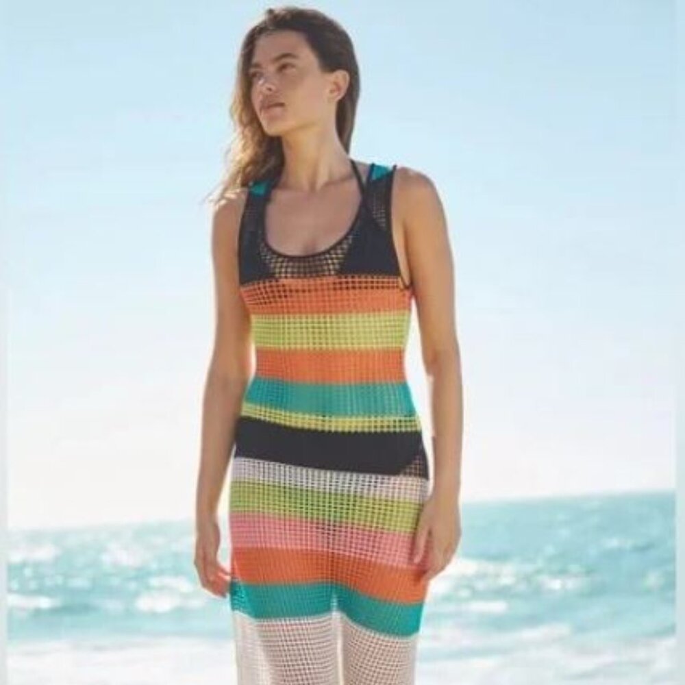 COPY NWT PQ SWIM Shiloh Crochet Multicolor Cover-up Dress Size XS/S - Picture 2 of 11